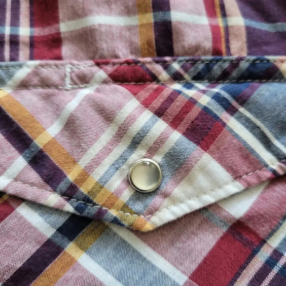 Wrangler Men's Button-Up Shirt Size L Multicolor Pearl Snap Cotton Long Sleeves - Picture 4 of 7